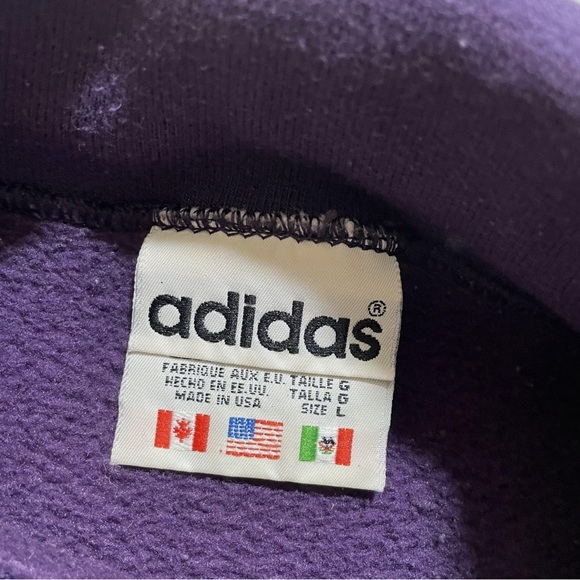 Vintage Adidas Sweatshirt Mens Large Purple Turtleneck - Picture 4 of 9